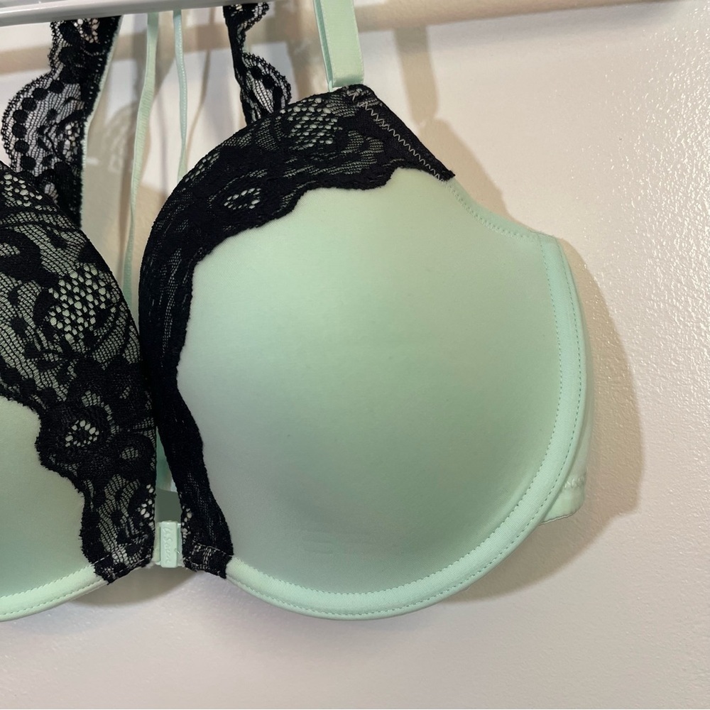 36 D Mint And Black Lacygreen La Senza Front Clip Bra - Picture 4 of 10